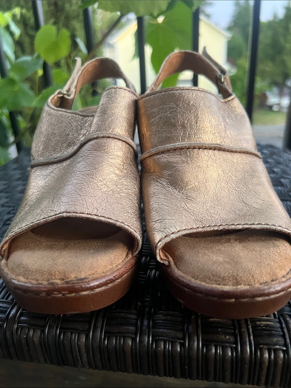 Born Metallic Bronze Open-Toe Platform Sandals - Picture 8 of 16